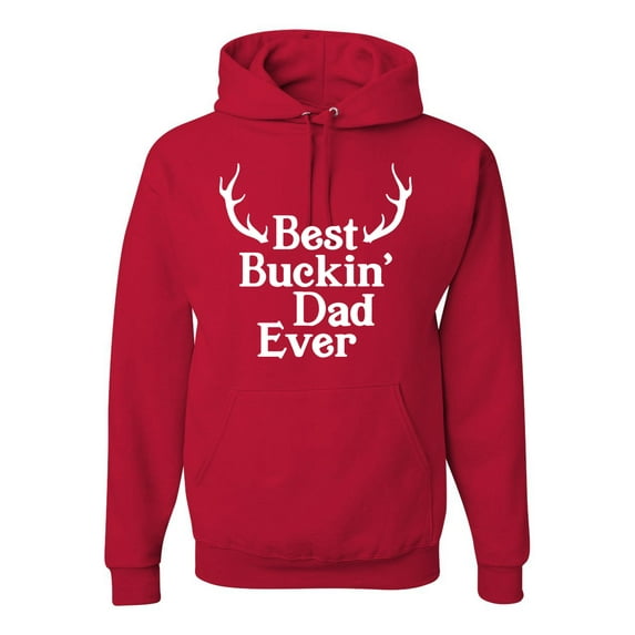 Wild Bobby, Best Buckin Dad Ever Funny Hunting, Father's Day, Unisex Graphic Hoodie Sweatshirt, Red, 2XL