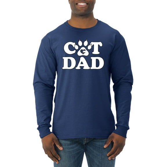 Wild Bobby, Best Cat Dad Daddy Gift, Pop Culture, Men Long Sleeve Shirt, Navy, Large
