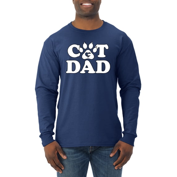 Wild Bobby, Best Cat Dad Daddy Gift, Pop Culture, Men Long Sleeve Shirt, Navy, Small