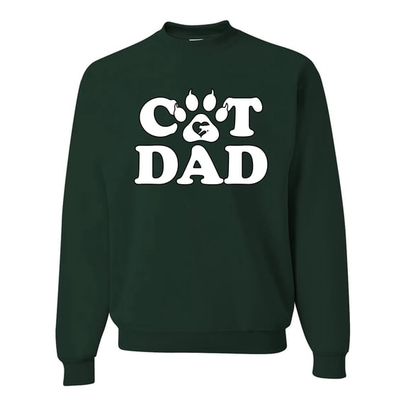 Wild Bobby, Best Cat Dad Daddy Gift, Pop Culture, Unisex Crewneck Graphic Sweatshirt, Forest Green, Medium