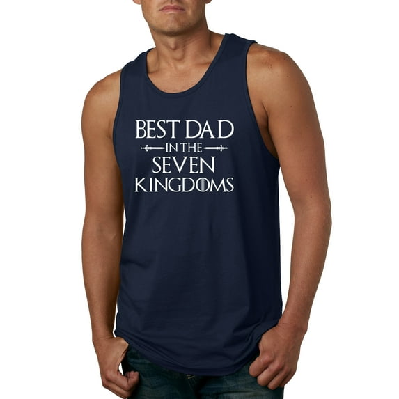 Wild Bobby,Best Dad in The Seven Kingdoms GoT Thrones, Father's Day, Men Graphic Tank Top, Navy, Large