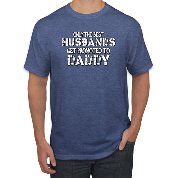 Wild Bobby, Best Husbands Gets Promoted to Daddy, Father's Day, Men Graphic T-Shirt, Vintage Heather Blue, 5X-Large