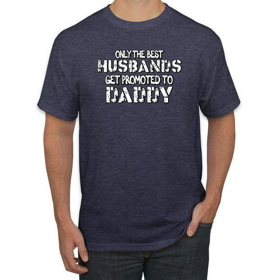 Wild Bobby, Best Husbands Gets Promoted to Daddy, Father's Day, Men Graphic T-Shirt, Vintage Heather Navy, 5X-Large