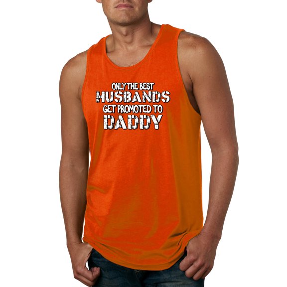 Wild Bobby, Best Husbands Gets Promoted to Daddy, Father's Day, Men Graphic Tank Top, Orange, Medium