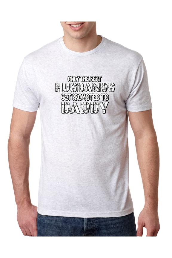 , Best Husbands Gets Promoted to Daddy, Father's Day, Men Premium Tri Blend T-Shirt, Heather White, Large