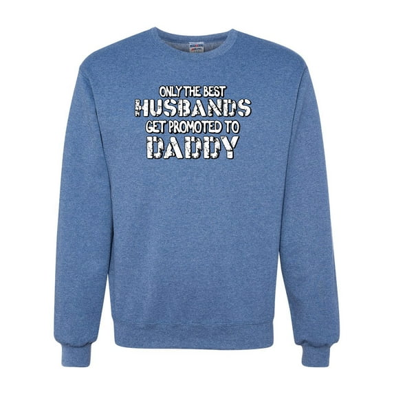 Wild Bobby, Best Husbands Gets Promoted to Daddy, Father's Day, Unisex Crewneck Graphic Sweatshirt, Vintage Heather Blue, Small