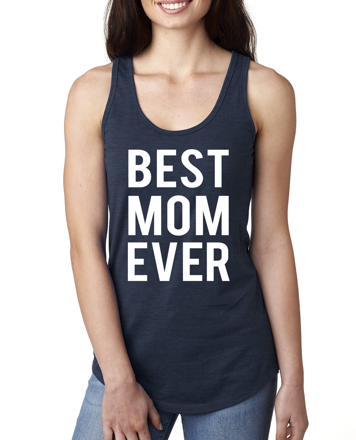 Wild Bobby, Best Mom Ever Mothers Day Gift, Mother's Day, Women Racerback Tank Top, Navy, Large - image 1 of 3