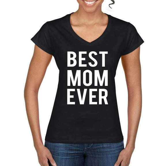 Wild Bobby, Best Mom Ever Mothers Day Gift, Mother's Day, Women Standard V-Neck Tee, Black, Small