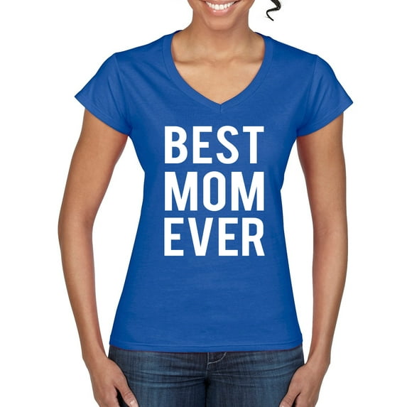Wild Bobby, Best Mom Ever Mothers Day Gift, Mother's Day, Women Standard V-Neck Tee, Royal, 2XL