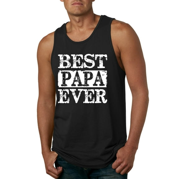 Wild Bobby, Best Papa Ever, Father's Day, Men Graphic Tank Top, Black, 3X-Large