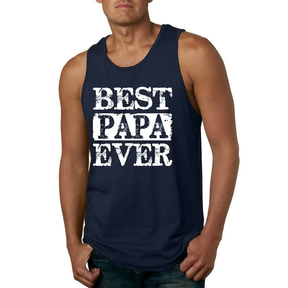 Wild Bobby, Best Papa Ever, Father's Day, Men Graphic Tank Top, Navy, Small