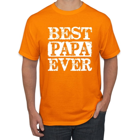 Wild Bobby, Best Papa Ever, Father's Day, Men Graphic Tee, Orange, Large