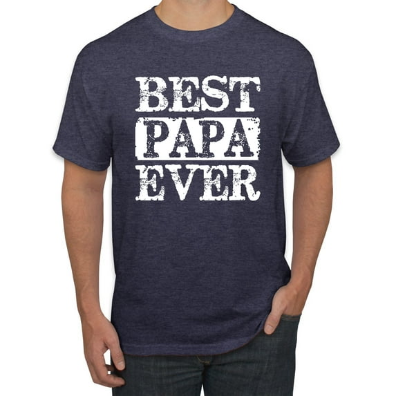 Wild Bobby, Best Papa Ever, Father's Day, Men Graphic Tee, Vintage Heather Navy, Large