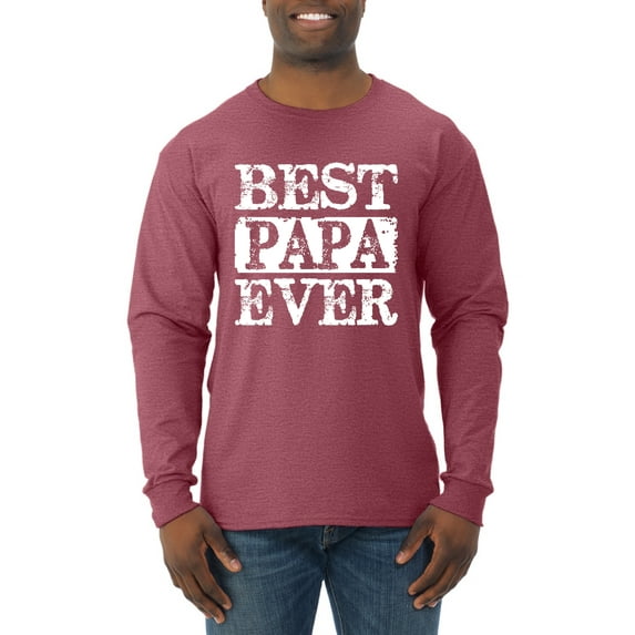 Wild Bobby, Best Papa Ever, Father's Day, Men Long Sleeve Shirt, Vintage Heather Red, Large