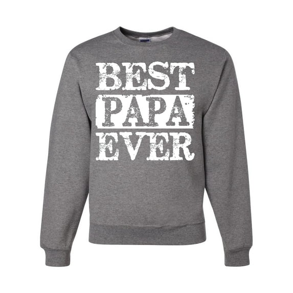 Wild Bobby, Best Papa Ever, Father's Day, Unisex Crewneck Graphic Sweatshirt, Heather Grey, Small