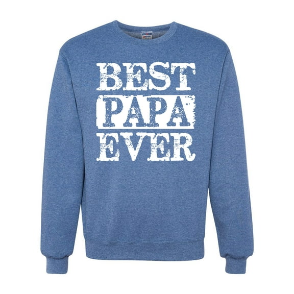 Wild Bobby, Best Papa Ever, Father's Day, Unisex Crewneck Graphic Sweatshirt, Vintage Heather Blue, X-Large
