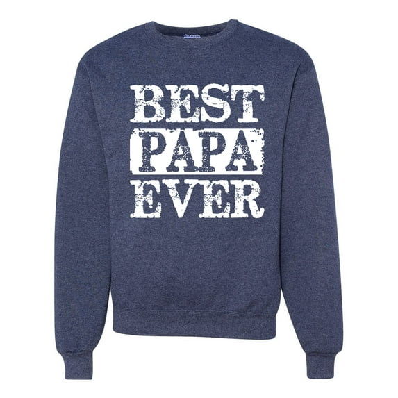 Wild Bobby, Best Papa Ever, Father's Day, Unisex Crewneck Graphic Sweatshirt, Vintage Heather Navy, Medium