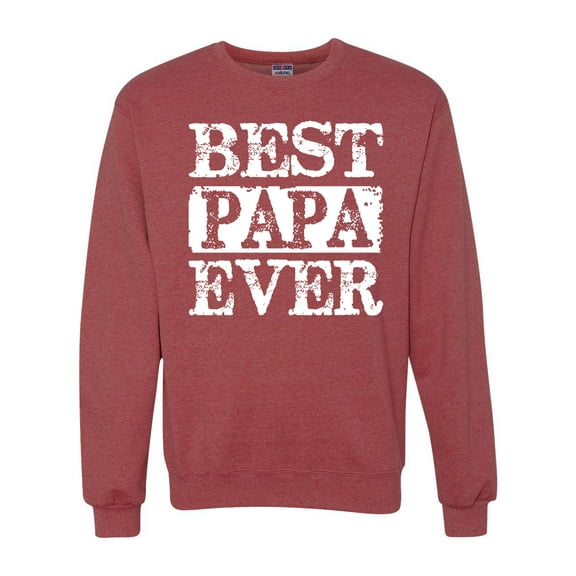Wild Bobby, Best Papa Ever, Father's Day, Unisex Crewneck Graphic Sweatshirt, Vintage Heather Red, Large