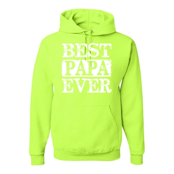 Wild Bobby, Best Papa Ever, Father's Day, Unisex Graphic Hoodie Sweatshirt, Safety Green, XX-Large