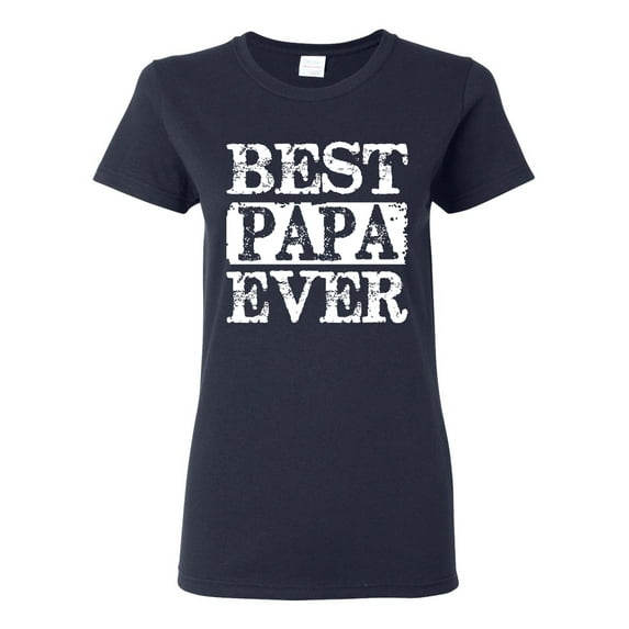 Wild Bobby, Best Papa Ever, Father's Day, Women Graphic Tee, Navy, X-Large