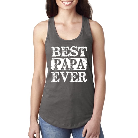 Wild Bobby, Best Papa Ever, Father's Day, Women Racerback Tank Top, Dark Grey, Large