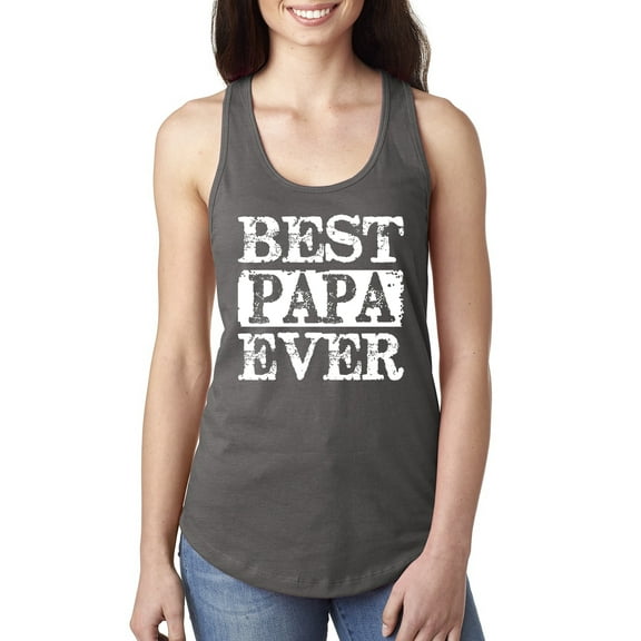 Wild Bobby, Best Papa Ever, Father's Day, Women Racerback Tank Top, Dark Grey, Large