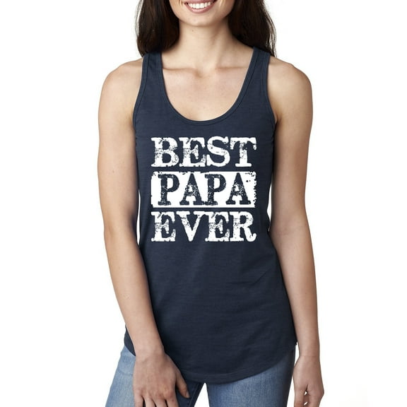 Wild Bobby, Best Papa Ever, Father's Day, Women Racerback Tank Top, Navy, Small