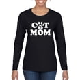 thumbnail image 1 of Wild Bobby, Best Paw Cat Mom, Pop Culture, Women Graphic Long Sleeve Tee, Black, Small, 1 of 3