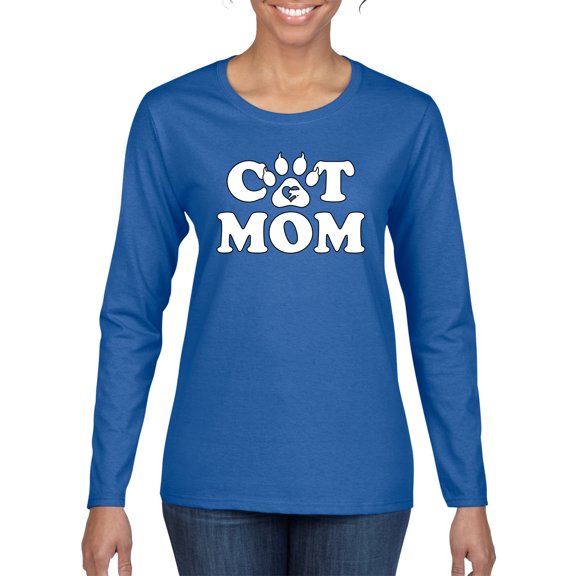 Wild Bobby, Best Paw Cat Mom, Pop Culture, Women Graphic Long Sleeve Tee, Royal, X-Large