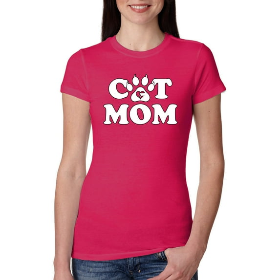 Wild Bobby, Best Paw Cat Mom, Pop Culture, Women Slim Fit Junior Tee, Raspberry, Medium