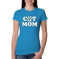 thumbnail image 1 of Wild Bobby, Best Paw Cat Mom, Pop Culture, Women Slim Fit Junior Tee, Turquoise, X-Large, 1 of 3