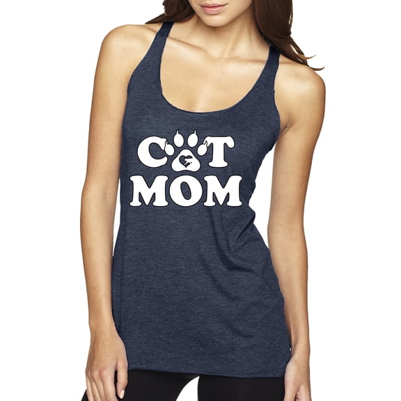 Wild Bobby, Best Paw Cat Mom, Pop Culture, Women Tri-Blend Racerback Tank Top, Vintage Navy, Large