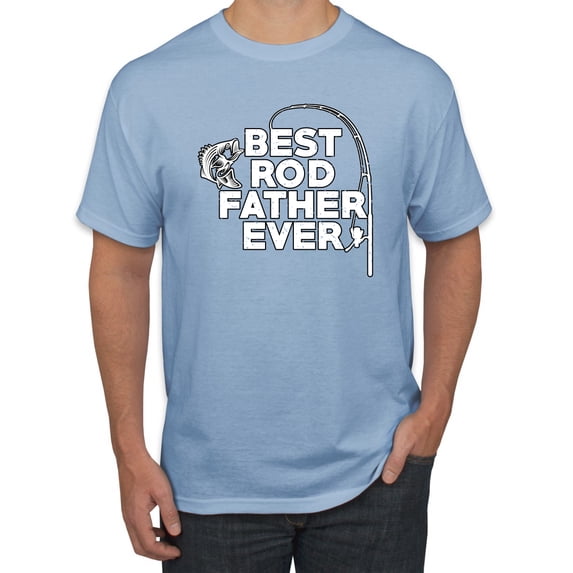 Wild Bobby, Best Rod Father Ever, Father's Day, Men Graphic Tee, Light Blue, 3X-Large