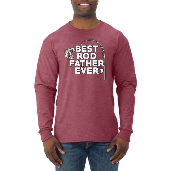 Wild Bobby, Best Rod Father Ever, Father's Day, Men Long Sleeve Shirt, Vintage Heather Red, Medium
