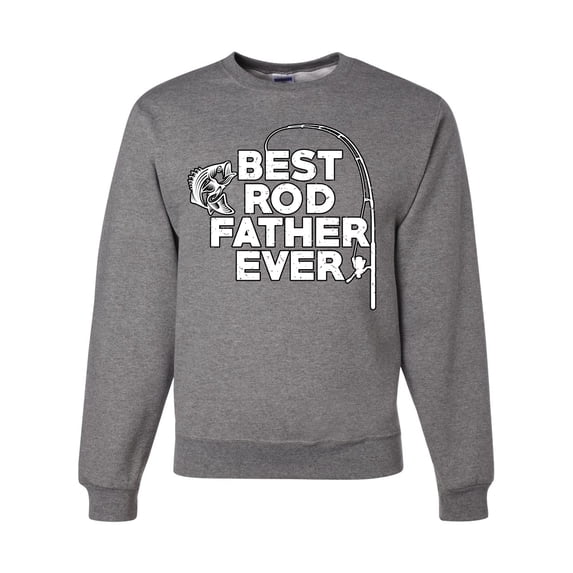 Wild Bobby, Best Rod Father Ever, Father's Day, Unisex Crewneck Graphic Sweatshirt, Heather Grey, 3X-Large