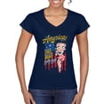 thumbnail image 1 of Wild Bobby Betty Boop America Land of the Free Home of the Brave Betty Boop Women’s Standard V-Neck Tee, Navy, Medium, 1 of 5