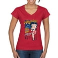 thumbnail image 1 of Wild Bobby Betty Boop America Land of the Free Home of the Brave Betty Boop Women’s Standard V-Neck Tee, Red, X-Large, 1 of 5