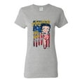 thumbnail image 1 of Wild Bobby Betty Boop America Land of the Free Home of the Brave Betty Boop Womens T-Shirt, Heather Grey, Medium, 1 of 5