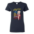 thumbnail image 1 of Wild Bobby Betty Boop America Land of the Free Home of the Brave Betty Boop Womens T-Shirt, Navy, Small, 1 of 5