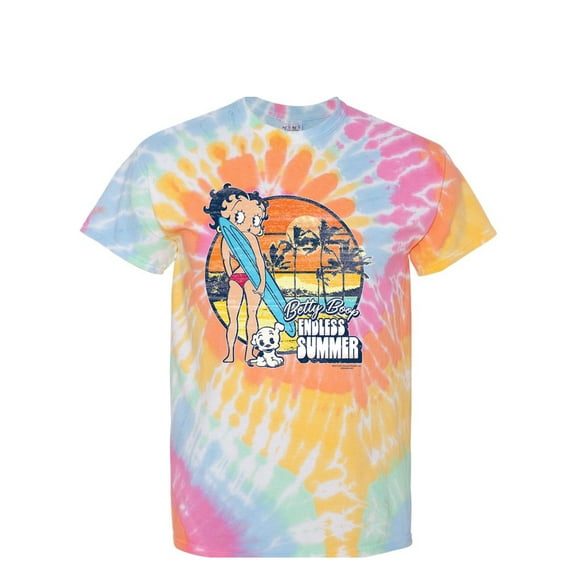 Wild Bobby Betty Boop Endless Summer Beach Pudgy the Dog Betty Boop Tie-Dye T-Shirt, Aerial Spiral, Medium