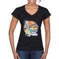 thumbnail image 1 of Wild Bobby Betty Boop Endless Summer Beach the Dog Betty Boop Women’s Standard V-Neck Tee, Black, Small, 1 of 5