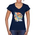 thumbnail image 1 of Wild Bobby Betty Boop Endless Summer Beach the Dog Betty Boop Women’s Standard V-Neck Tee, Navy, Small, 1 of 5
