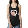 thumbnail image 1 of Wild Bobby, Betty Boop Heart Blowing Kiss Dog Betty Boop Ladies Racerback Tank Top, Black, Small, 1 of 5
