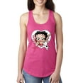 thumbnail image 1 of Wild Bobby, Betty Boop Heart Blowing Kiss Dog Betty Boop Ladies Racerback Tank Top, Raspberry, Medium, 1 of 5