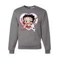 thumbnail image 1 of Wild Bobby, Betty Boop Heart Blowing Kiss Dog Betty Boop Unisex Crewneck Sweatshirt, Heather Grey, Small, 1 of 5