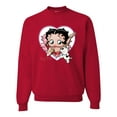 thumbnail image 1 of Wild Bobby, Betty Boop Heart Blowing Kiss Dog Betty Boop Unisex Crewneck Sweatshirt, Red, Small, 1 of 5