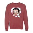 thumbnail image 1 of Wild Bobby, Betty Boop Heart Blowing Kiss Dog Betty Boop Unisex Crewneck Sweatshirt, Vintage Heather Red, Small, 1 of 5