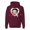 thumbnail image 1 of Wild Bobby, Betty Boop Heart Blowing Kiss Dog Betty Boop Unisex Hoodie Sweatshirt, Maroon, Large, 1 of 5