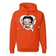 thumbnail image 1 of Wild Bobby, Betty Boop Heart Blowing Kiss Dog Betty Boop Unisex Hoodie Sweatshirt, Orange, Small, 1 of 5