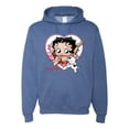 thumbnail image 1 of Wild Bobby, Betty Boop Heart Blowing Kiss Dog Betty Boop Unisex Hoodie Sweatshirt, Vintage Heather Blue, Large, 1 of 5